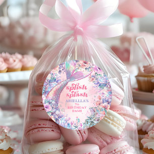 Sticker Rond Queue de Sirène Pailletée Fleur pour 7ème Annivers