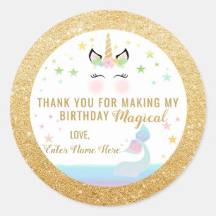 Sticker Rond Queue et licorne de sirène de l'AUTOCOLLANT   de