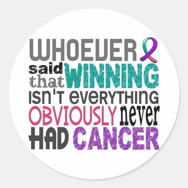 Sticker Rond Qui A Dit Le Cancer Du Thyroïde (Devant)