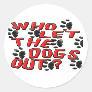 Sticker Rond Qui a laissé les chiens (les empreintes de pattes