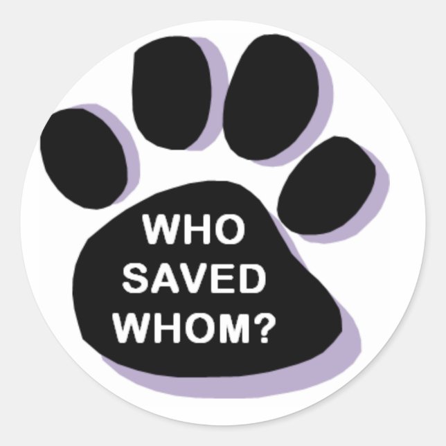 Sticker Rond Qui a sauvé qui ? Autocollant. Secourez les animau (Devant)