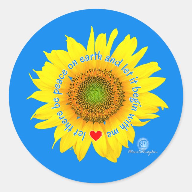 Sticker Rond qu'il y ait la paix sur terre - tournesol (Devant)