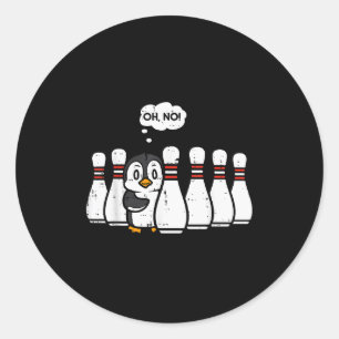 Sticker Rond Quilles de pingouin Ns Oh Non Drôle Joueur de quil