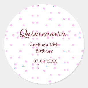 Sticker Rond Quinceanera anos 15e anniversaire ajouter nom poin