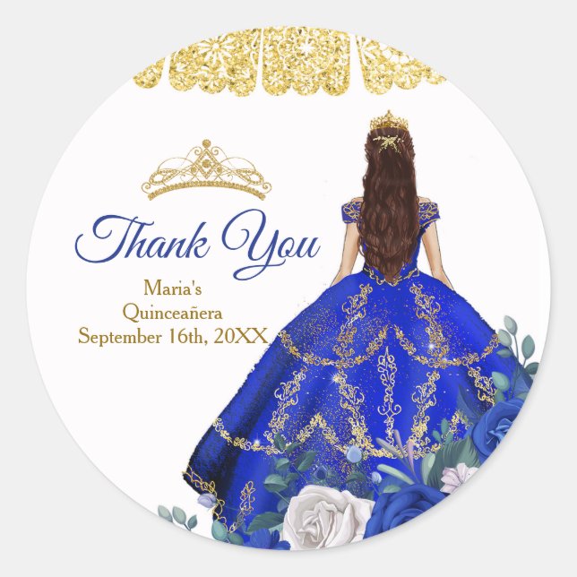 Sticker Rond Quinceañera Royal Blue Merci pour être ici Cl (Devant)