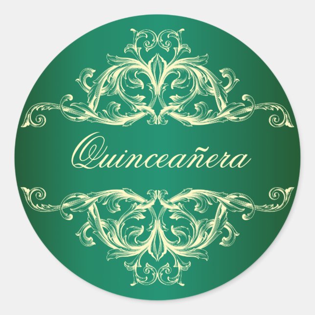 Sticker Rond Quinceanera vert émeraude (Devant)