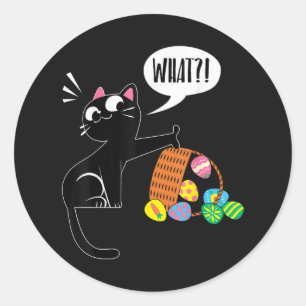Sticker Rond QUOI ! Chat de Pâques