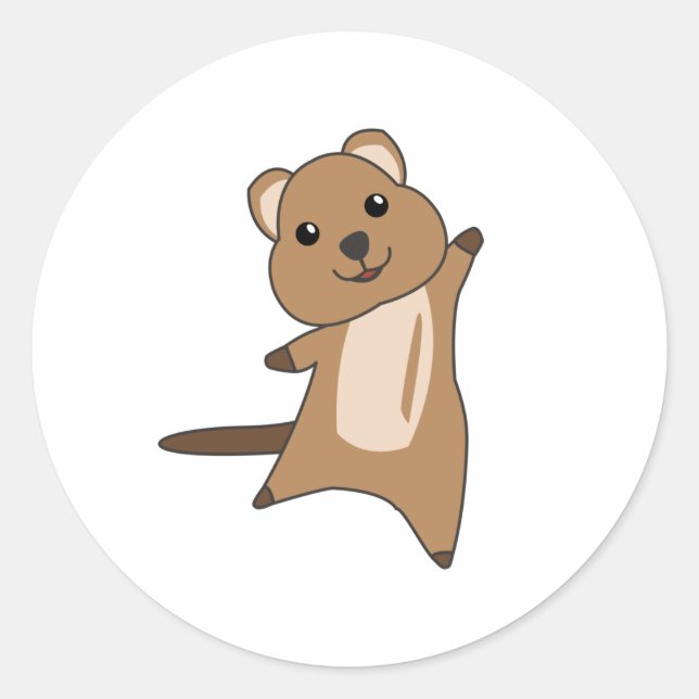 Sticker Rond Quokka Happy Cute Animals Quokkas (Devant)