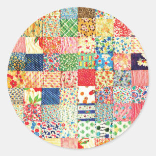 Sticker Rond QWL Patchwork Quilt MOTIF COLORÉ ARRIÈRE - PLAN 