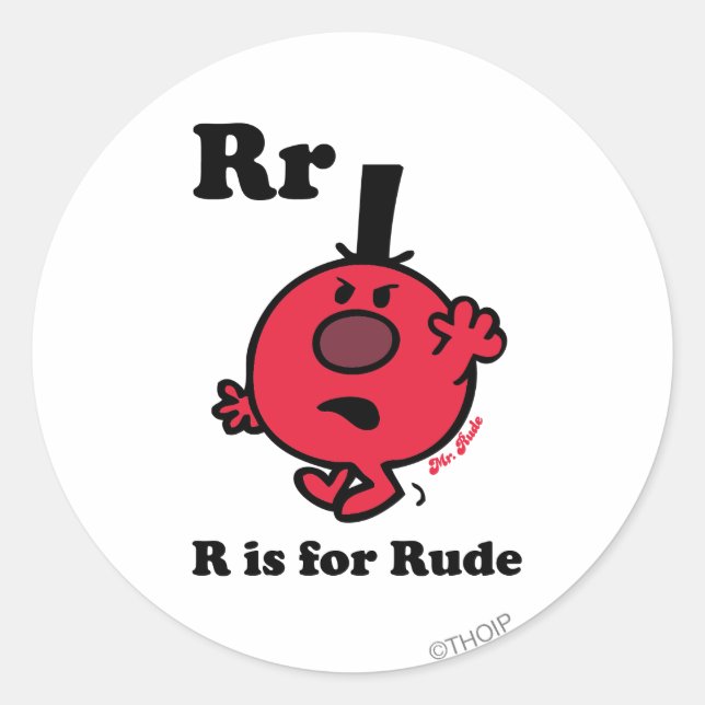Sticker Rond R est pour Rude (Devant)