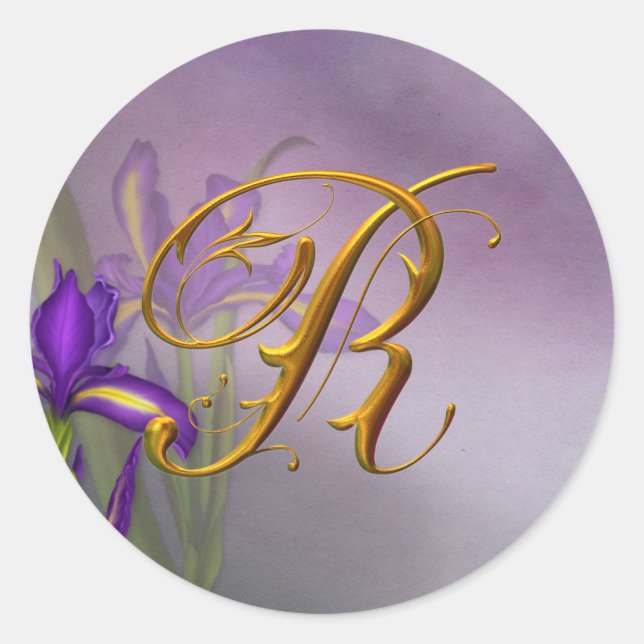 Sticker Rond R monogramme Iris Dream (Devant)