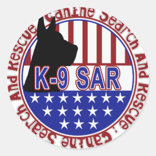 STICKER ROND R-S PATRIOTIQUE K-9 - CANINE RECHERCHE ET SECOURT