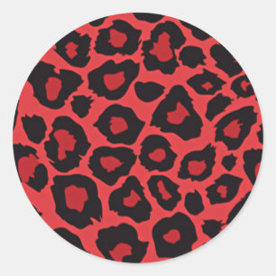 Sticker Rond RAB Rockabilly Imprimé Léopard Rouge Noir