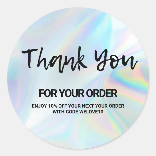 Sticker Rond Rabais Holographique Faux pour petites entreprises (Devant)