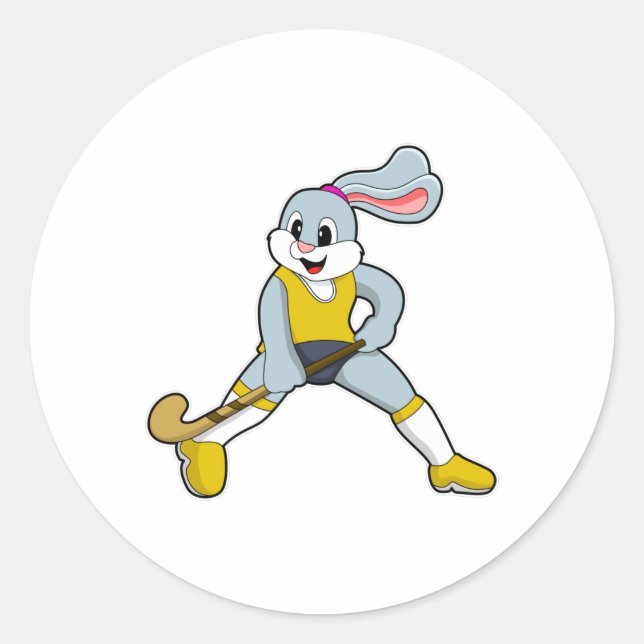 Sticker Rond Rabat au hockey avec chauve-souris de hockey (Devant)