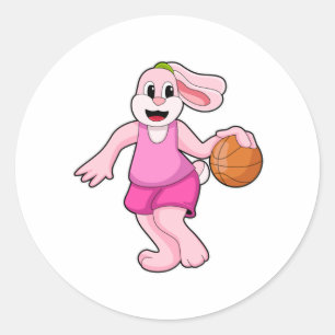 Sticker Rond Rabbit à Basketball Sports