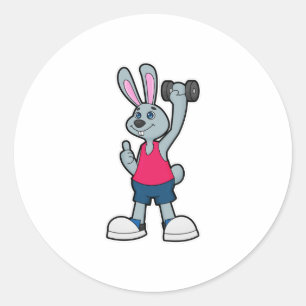 Sticker Rond Rabbit à Fitness avec Dumbbell