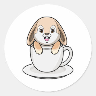 Sticker Rond Rabbit avec café
