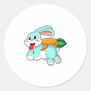 Sticker Rond Rabbit avec carotte comme fusée