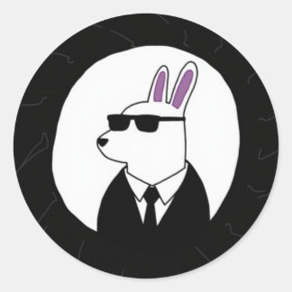 Sticker Rond Rabbit élégant dans un Art numérique de costume