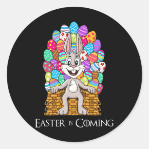 Sticker Rond Rabbit Pâques Panier Oeuf Trône Amusants Garçons F