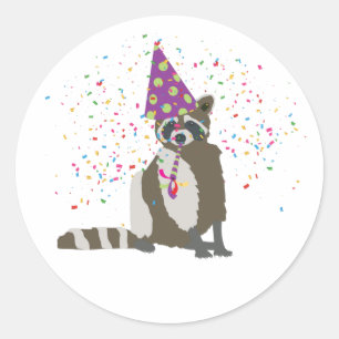 Sticker Rond Raccoon - Animaux ayant une fête
