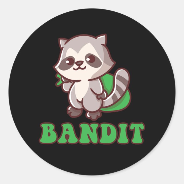 Sticker Rond Raccoon Bandit Trash Hunter Forêt animal cadeau (Devant)