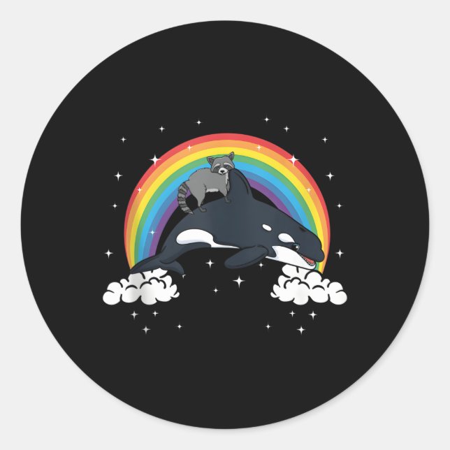 Sticker Rond Raccoon Raccoon Trash Panda Orca Whale Er (Devant)