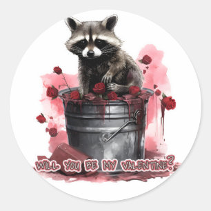 Sticker Rond Raccoon Seras-tu ma Saint-Valentin ?