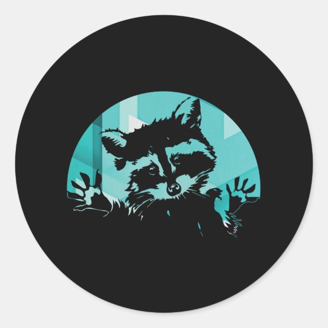 Sticker Rond Raccoon vintage Retro (Devant)
