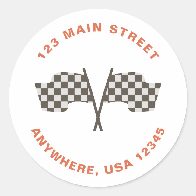 Sticker Rond Race Car l'adresse de retour (Devant)