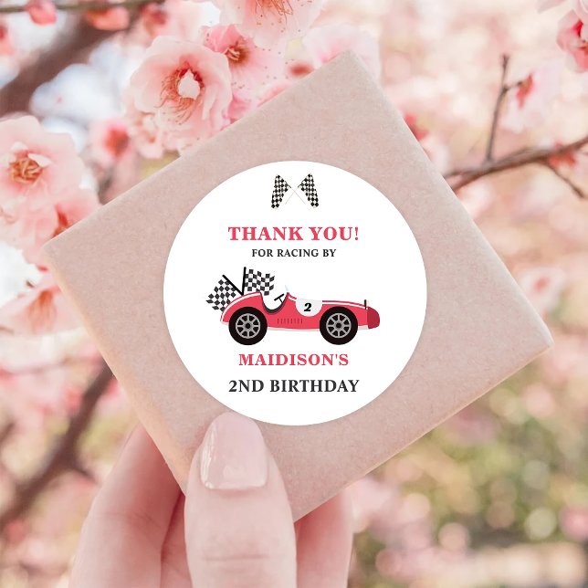 Sticker Rond Race Car Red Anniversaire (Créateur téléchargé)