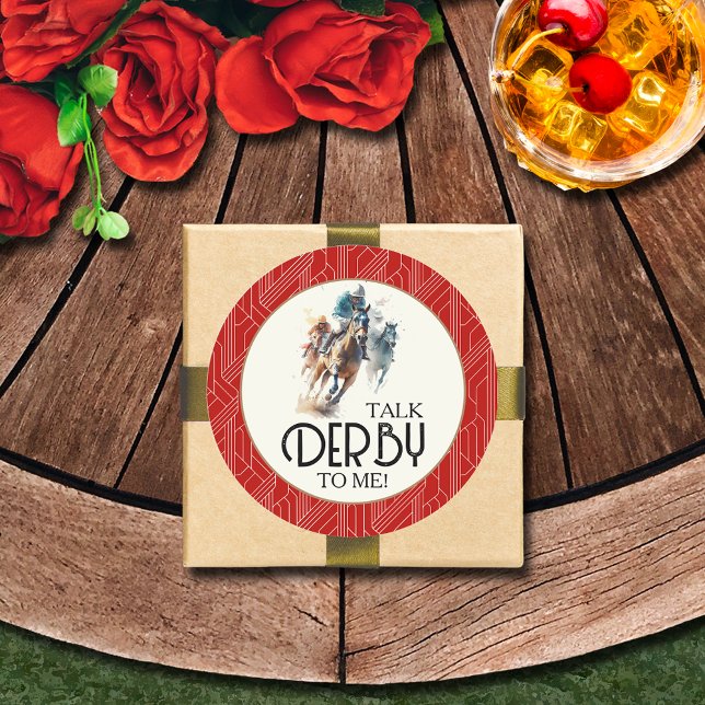 Sticker Rond Racehores et Jockeys Derby Red (Talk Derby to Me racehorses and jockeys red round 3" stickers (1-1/2" available))