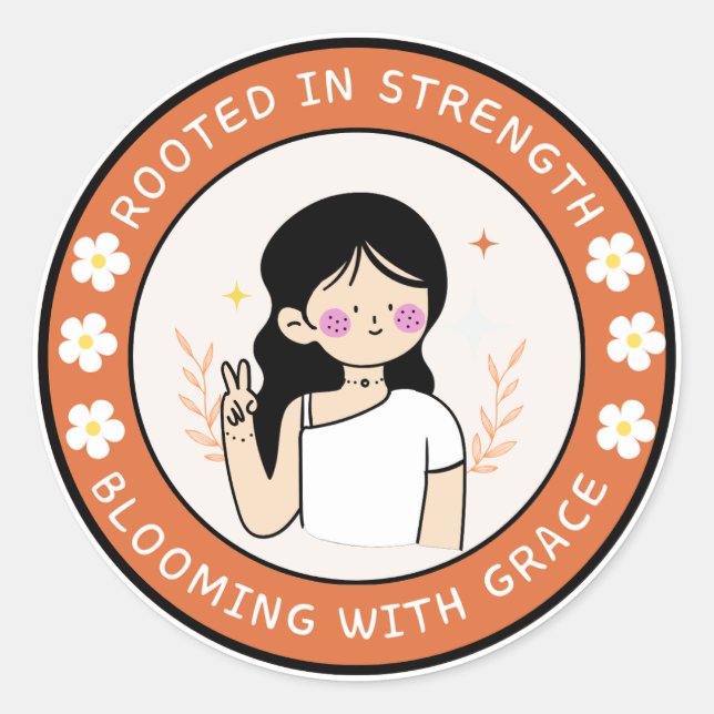 Sticker Rond Racine Dans L'Autocollant De Force (Devant)