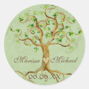 Sticker Rond Racines de l'arbre à spirales - Mariage de jonctio