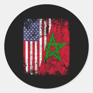 Sticker Rond RACINES MAROCAINES   Demi Drapeau Américain   DRAP