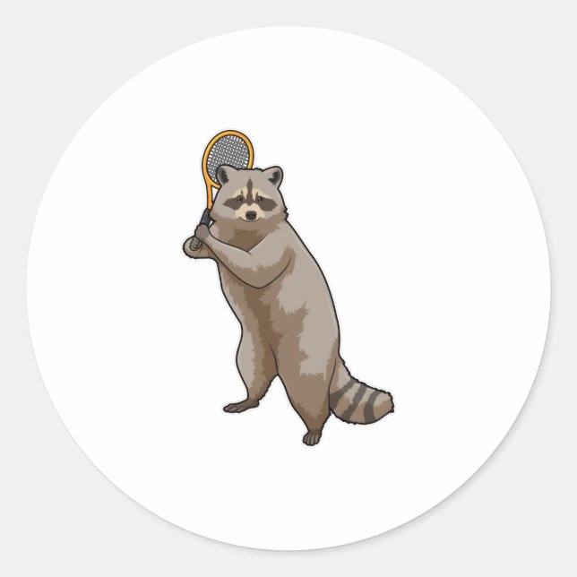 Sticker Rond Racon au Tennis avec raquette de tennis (Devant)