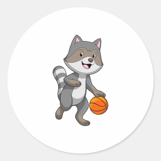 Sticker Rond Racon comme joueur de basket-ball avec basket-ball (Devant)