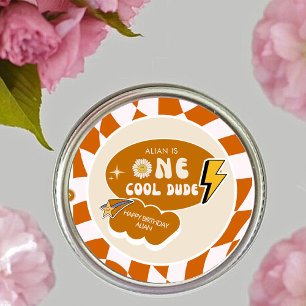 Sticker Rond Rad Cool Dude   Boys Retro À damiers Anniversaire