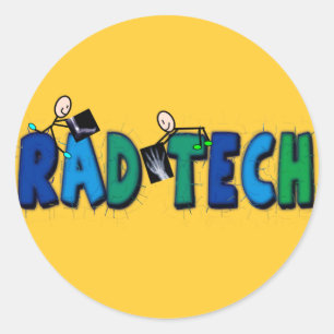Sticker Rond Rad Tech avec conception Personnages en allumettes