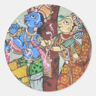 Sticker Rond Radha Krishna Love