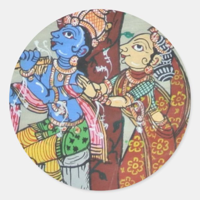 Sticker Rond Radha Krishna Love (Devant)