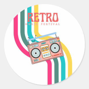 Sticker Rond Radio Retro