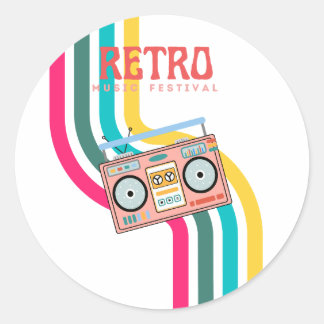 Sticker Rond Radio Retro