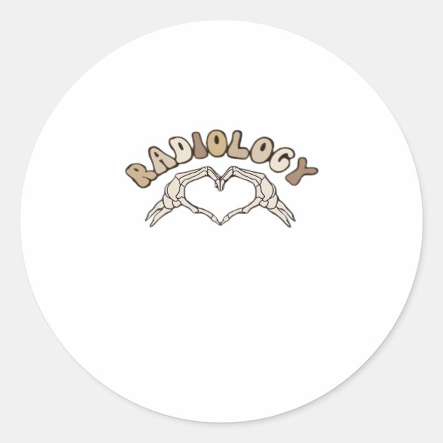 Sticker Rond Radiologie Squelette Coeur Mains Classique (Devant)