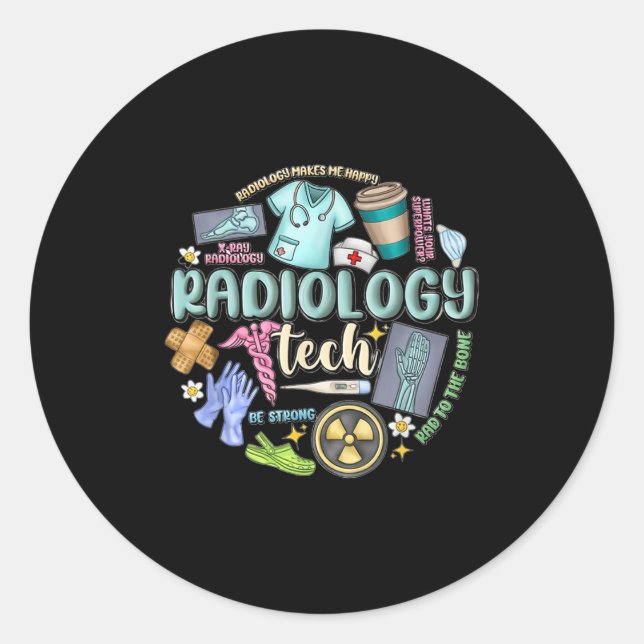 Sticker Rond Radiology Technician Christmas Rad Tech X-ray Tech (Devant)