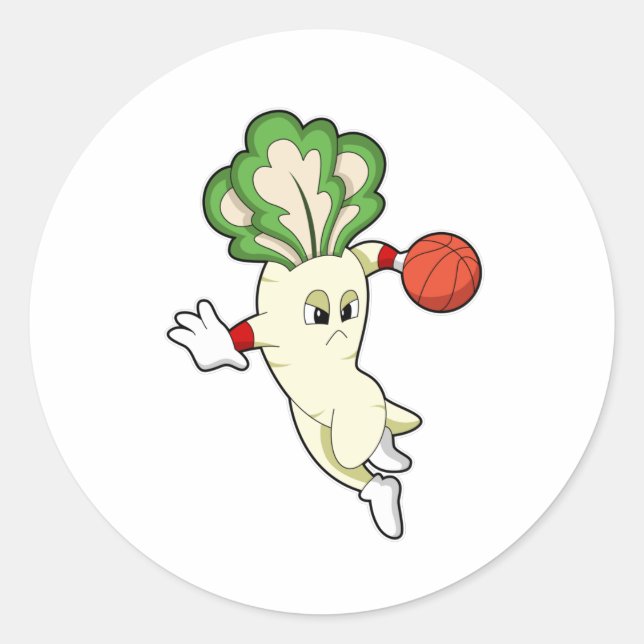 Sticker Rond Radish aux sports de basketball (Devant)