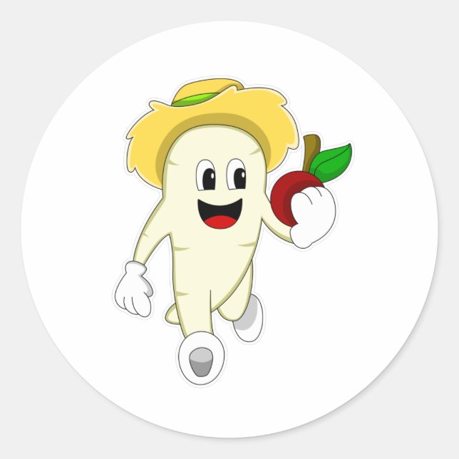 Sticker Rond Radish comme fermier avec des fruits (Devant)
