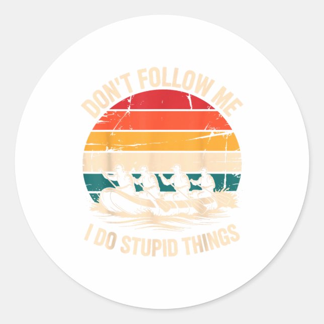 Sticker Rond Rafting Design For Men Women White Water River Raf (Devant)