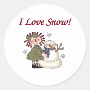 Sticker Rond Ragdoll et Snowman